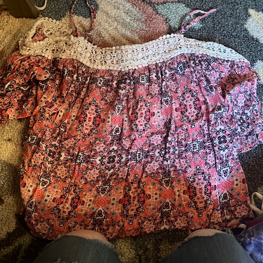 Like new tank top with lace on top.
